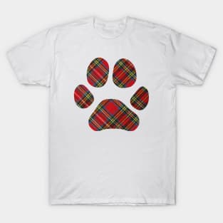 Lilly the Shiba Inu's Paw Print - Tartan on White T-Shirt